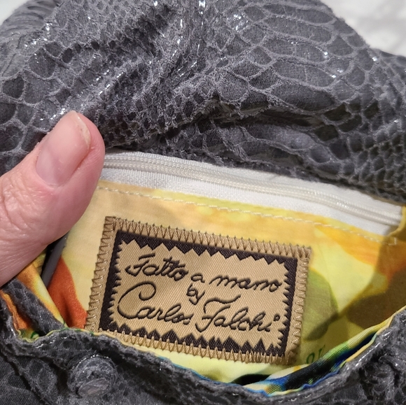 Carlos Falchi fatto a mano phython print mettalic crossbody bag - Picture 6 of 7